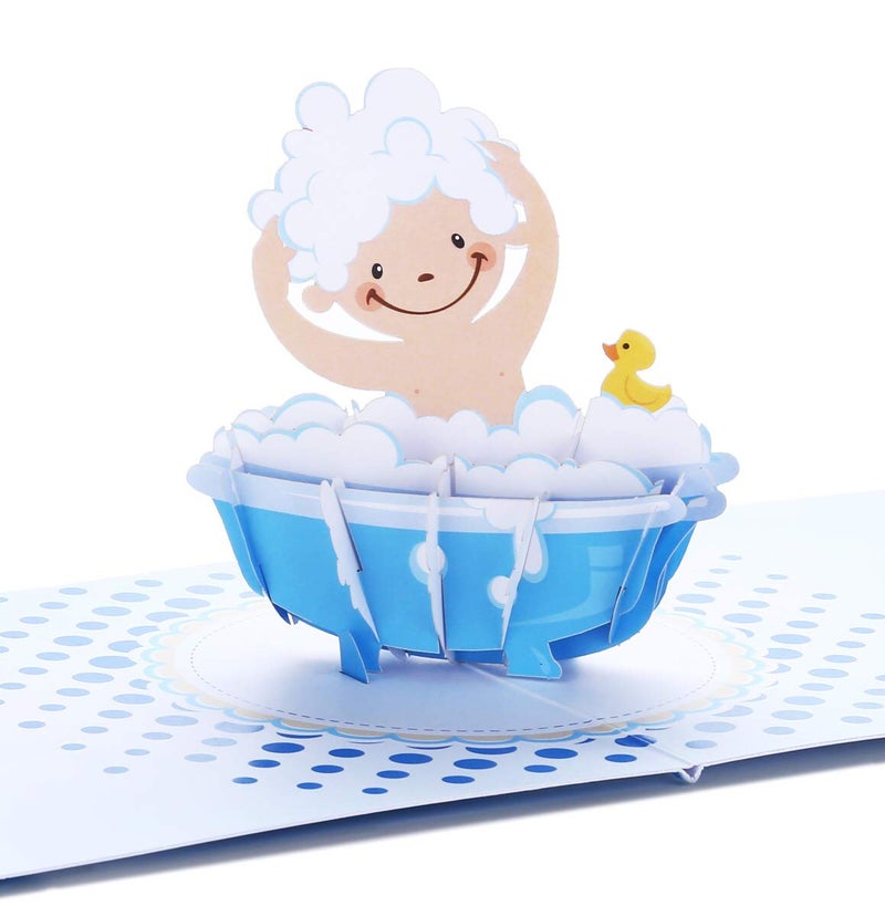Liif Baby Shower Blue Boy 3D Greeting Pop Up Card For New Baby, Baby Congratulations, Announcement, Newborn, Baby Congrats, Cute | With Message Note & Envelop - Image 1